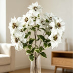 Branche de Poinsettia Artificiel, 12 Fleurs, 45 cm, Décoration de Mariage ou Maison