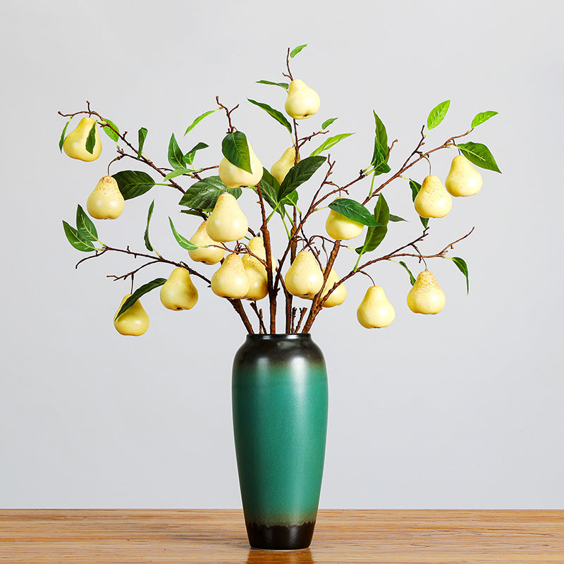 Branche décorative en mousse avec poires en faux fruits, 98 cm, décoration d'intérieur élégante, pour maison, hôtel ou mariage