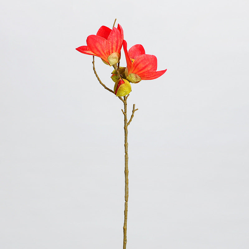 Fleur artificielle en coton d'Argentine, tige unique avec 4 fleurs, 42 cm, tissu soyeux, décoration intérieure
