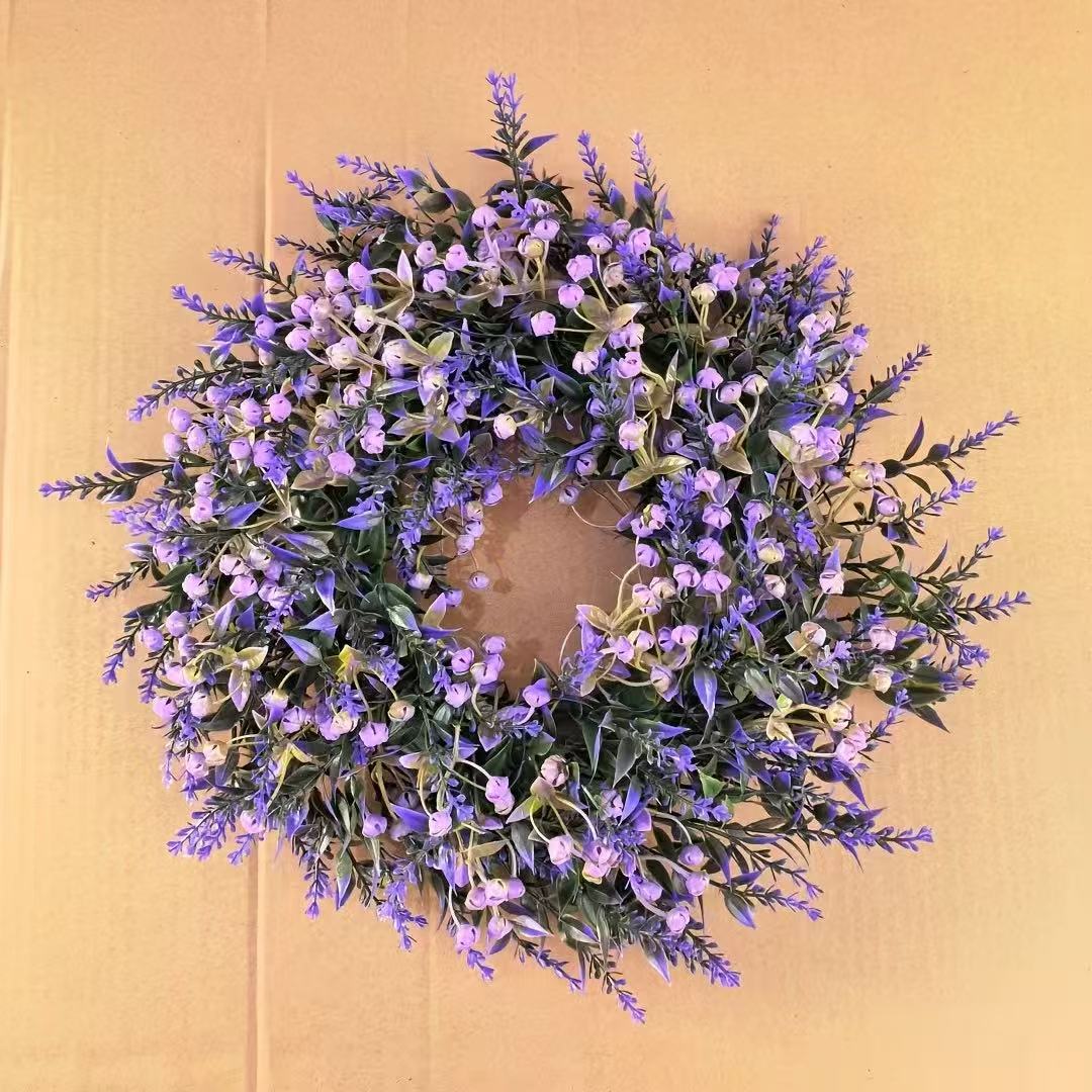 Couronne artificielle de gypsophile et lavande, 30 cm, décoration intérieure, mariage, bureau