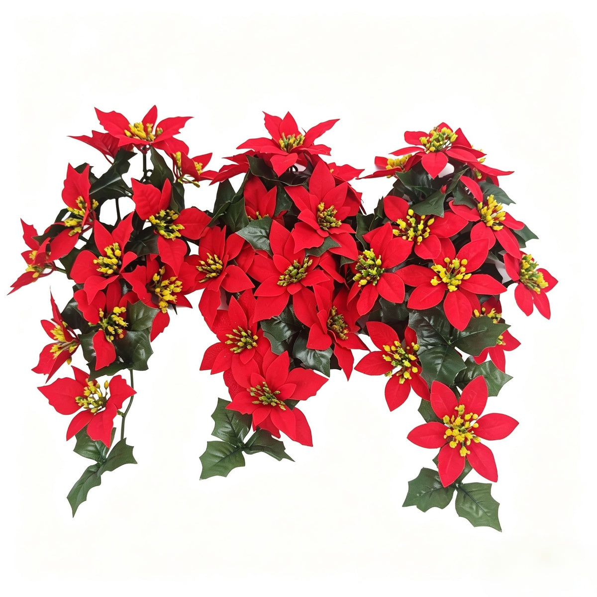 Guirlande de 11 poinsettias artificiels, 40 cm, déco Noël et mariage, intérieur