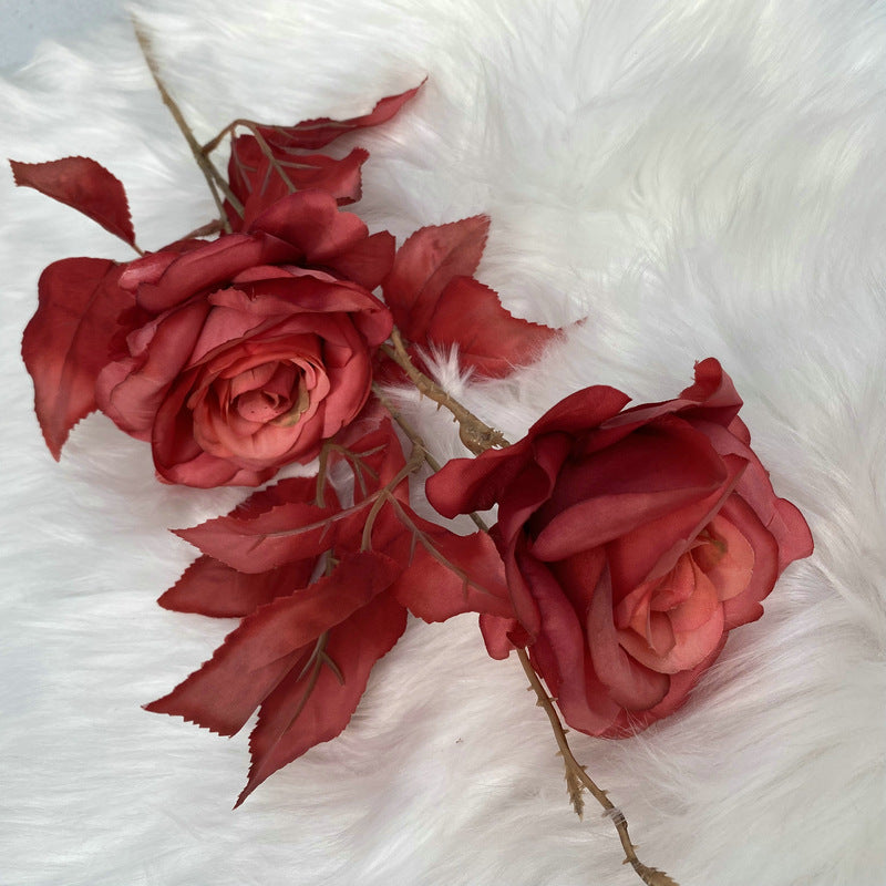 Rose artificielle Alice, tige unique avec 2 fleurs, 80 cm, tissu soyeux, décoration de mariage et maison