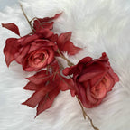 Rose artificielle Alice, tige unique avec 2 fleurs, 80 cm, tissu soyeux, décoration de mariage et maison