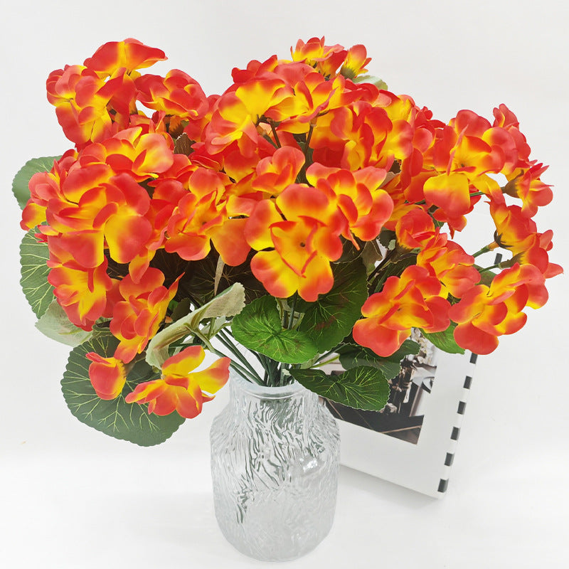 Fleurs artificielles géraniums, bouquet de 5 fleurs, 34 cm, idéal pour décoration intérieure et extérieure
