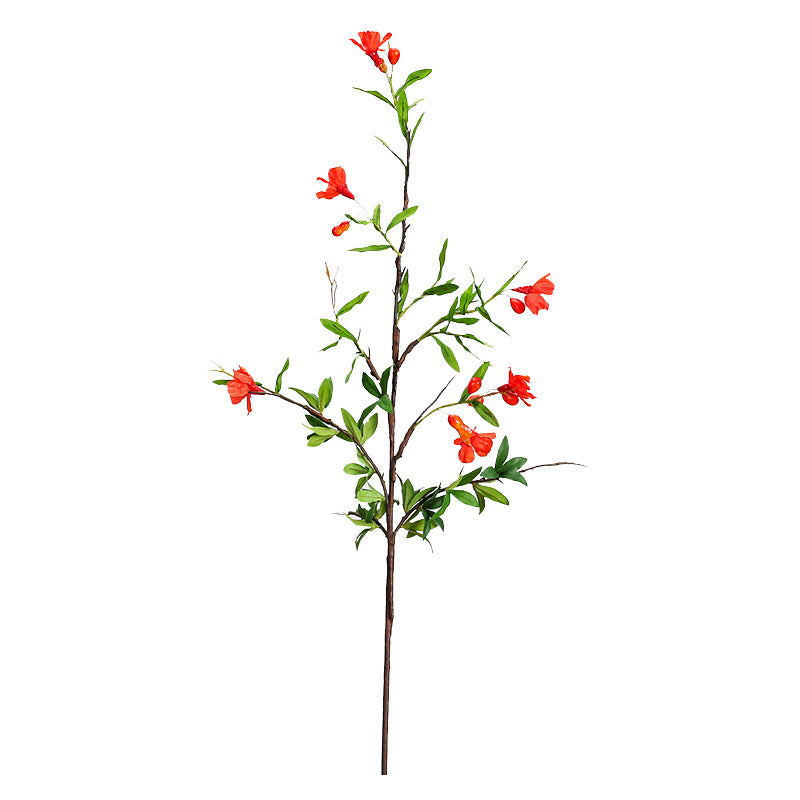 Fleur artificielle en plastique, grenadier, tige unique avec 13 fleurs, 80 cm, décoration intérieure, style rustique et vintage