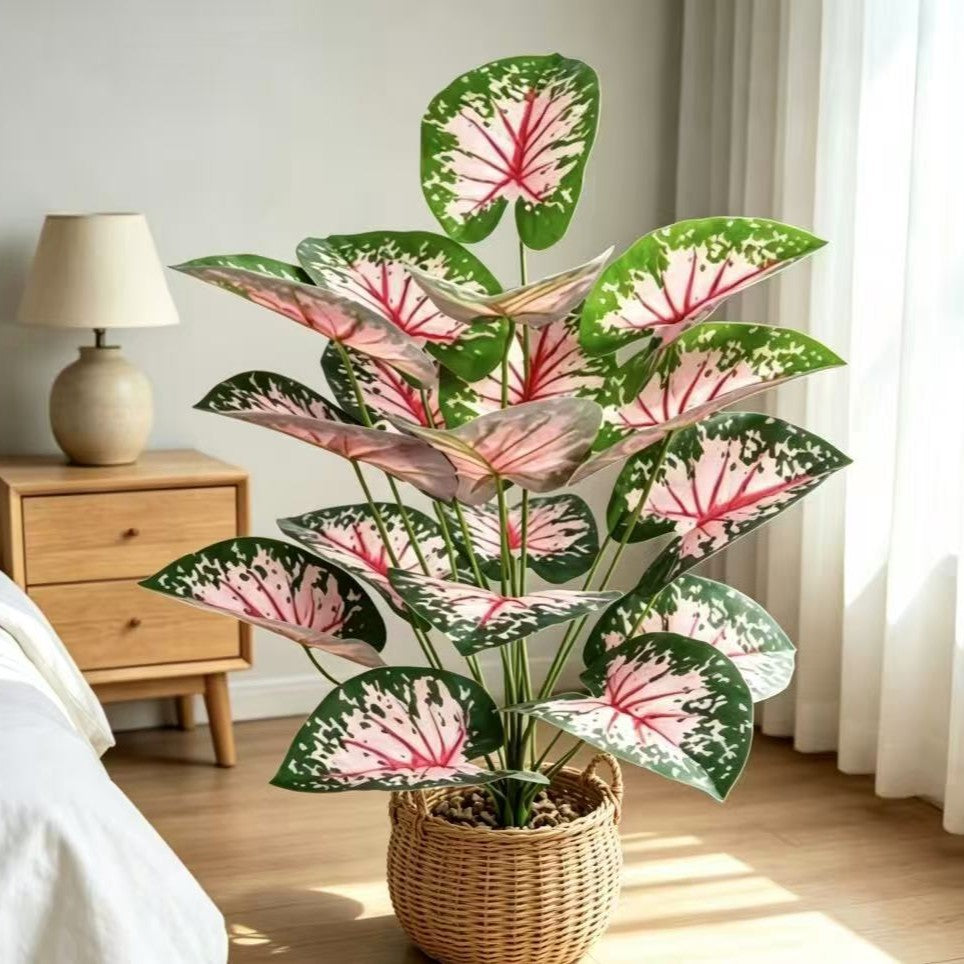 Plante artificielle Caladium rose, décoration intérieure et extérieure, 30 cm de hauteur, 53 cm de longueur, pour mariages, bureaux et espaces commerciaux