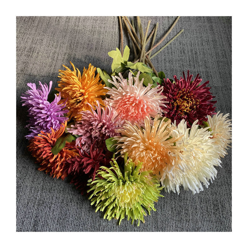 Fleur artificielle Chrysanthème Griffe de Dragon à tige unique, 73 cm, soie polyester, décoration intérieure et mariage