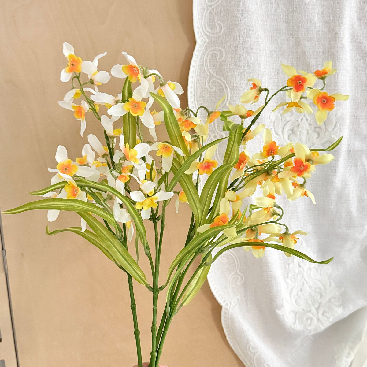 Fleur artificielle orchidée Cymbidium, tige unique, 50 cm, décoration intérieure élégante
