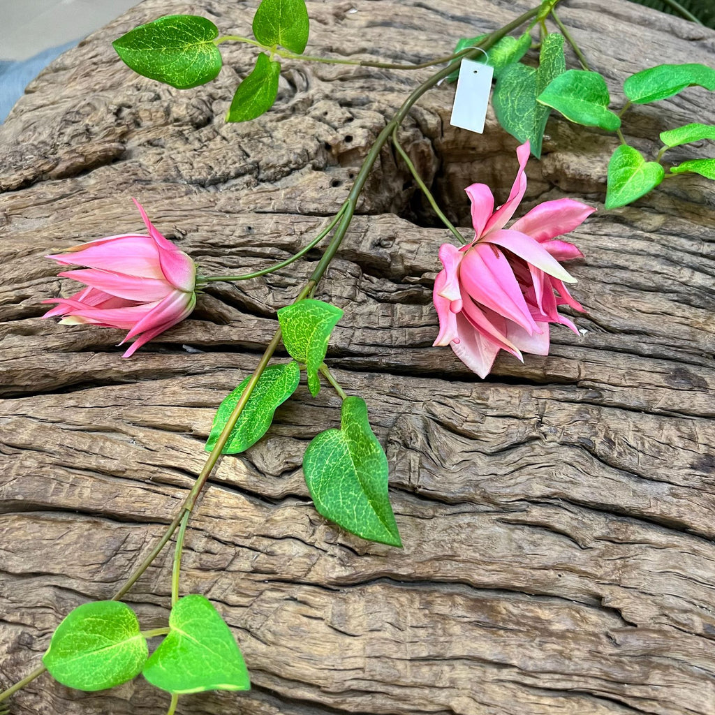 Fleur artificielle Clématite, tige unique avec 3 fleurs, 90 cm, décoration intérieure élégante, style champêtre, pour maison, hôtel ou événement