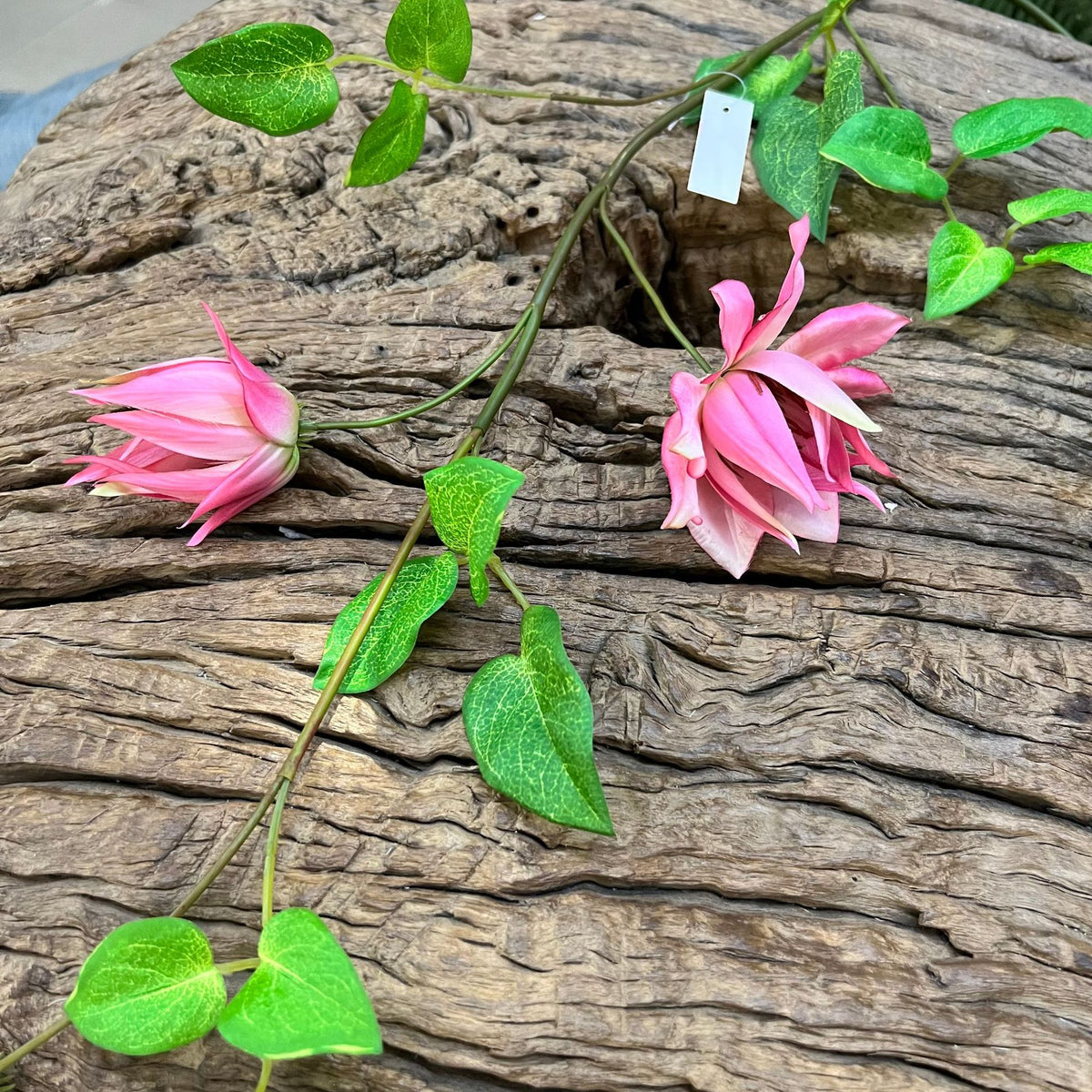 Fleur artificielle Clématite, tige unique avec 3 fleurs, 90 cm, décoration intérieure élégante, style champêtre, pour maison, hôtel ou événement