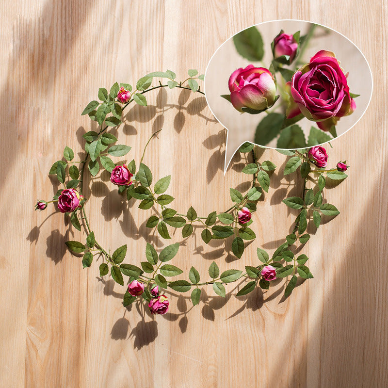 Guirlande de Roses Angustifolia et Petites Roses, 145 cm, Tissu Polyester, Décoration Murale et Arche de Mariage