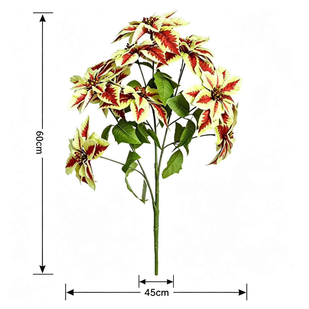 Branche de Poinsettia Artificiel, 12 Fleurs, 45 cm, Décoration de Mariage ou Maison