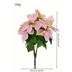 Fleur artificielle de Poinsettia, bouquet de 52 cm, tissu polyester, décoration de Noël, mariage et intérieur
