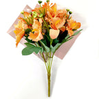 Bouquet de 10 fleurs artificielles de Cattleya, style champêtre, 30 cm, tissu soyeux, décoration intérieure