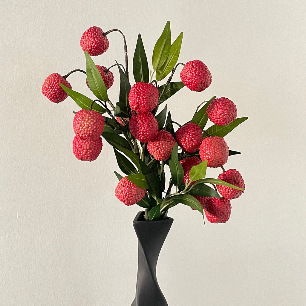 Branche artificielle de litchis, décoration de table élégante, 45 cm, 9 fruits, style provençal, pour mariage, hôtel ou maison