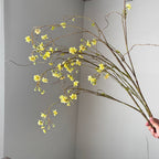 Fleur artificielle de Delphinium et Spirée de perles, 132 cm, tige unique, soie, jaune/bleu/blanc, décoration intérieure/extérieure, mariage, événements