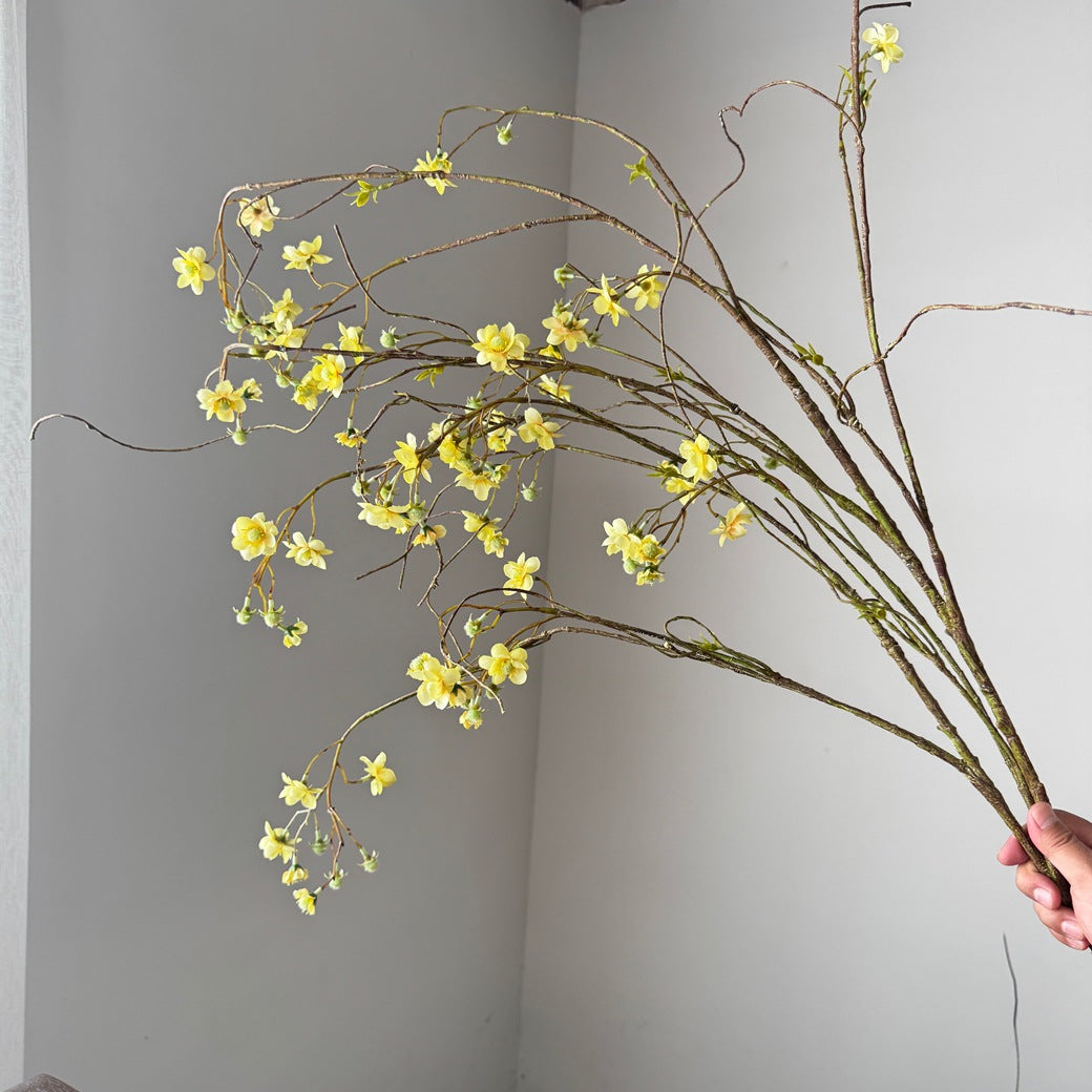 Fleur artificielle de Delphinium et Spirée de perles, 132 cm, tige unique, soie, jaune/bleu/blanc, décoration intérieure/extérieure, mariage, événements