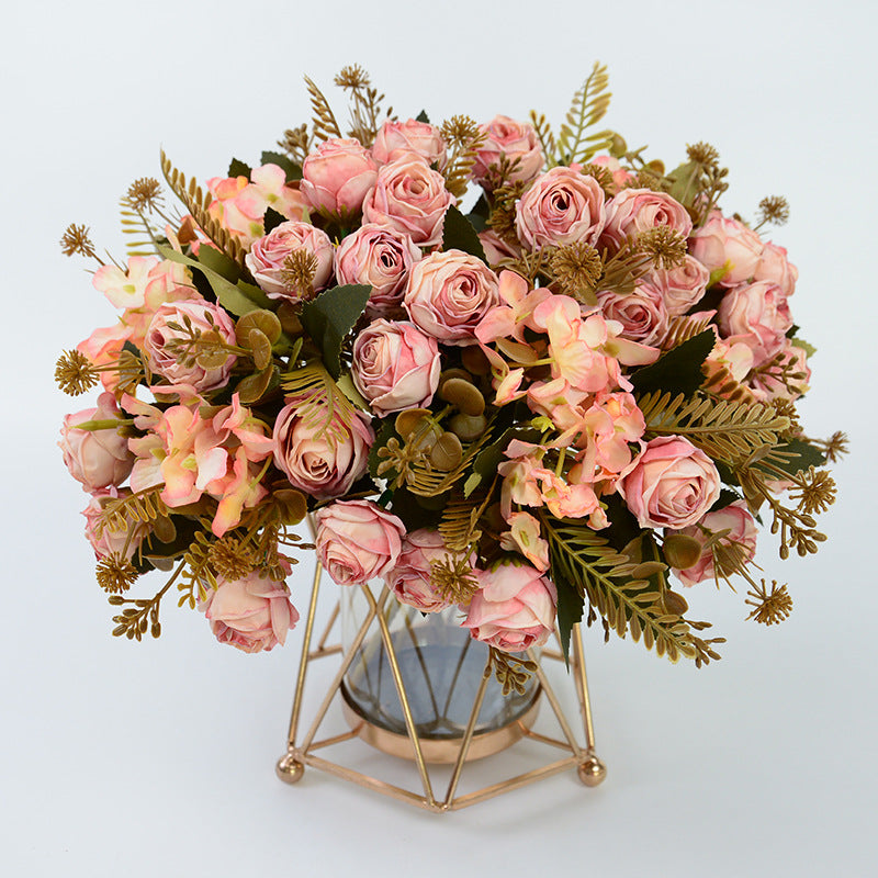 Bouquet de Roses Artificielles en Soie Polyester, 6 Fleurs, 30 cm, Décoration de Mariage et Maison