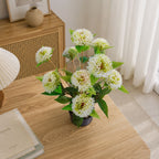 Bouquet de Chrysanthèmes Pompons Artificiels, 57 cm, 9 Fleurs, Décoration Élégante pour Mariage, Bureau ou Maison