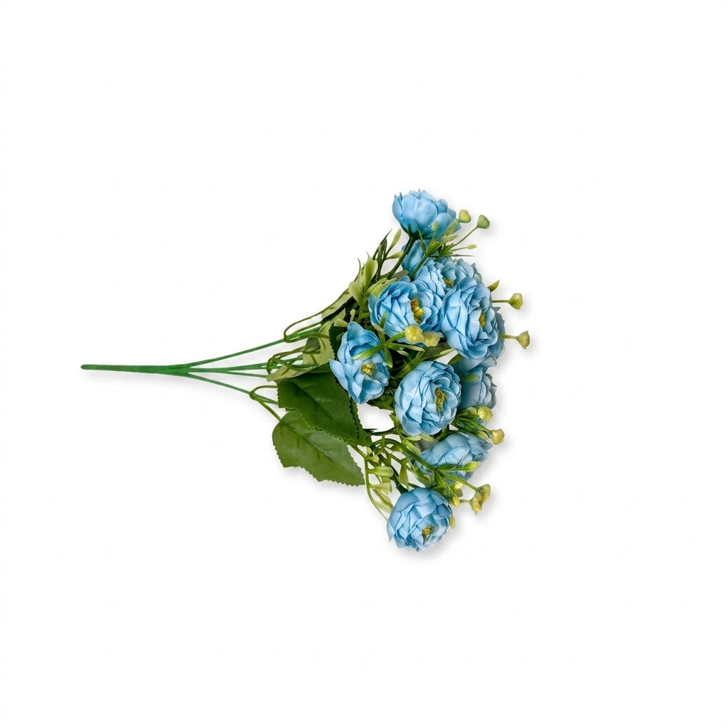 Bouquet de roses artificielles en tissu soyeux, 15 fleurs, 34 cm, décoration intérieure, mariage