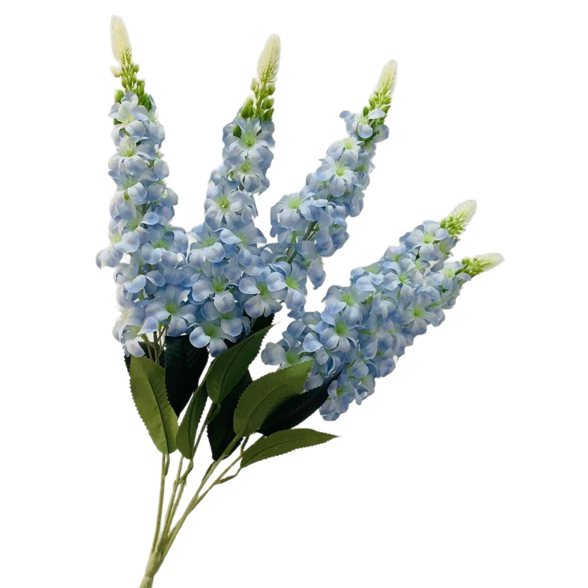 Fleurs artificelles élégantes pour mariage, bouquet de 5 tiges delphinium bleu et violet avec hyacinthe et giroflée, 57 cm, décoration de table et événement, style bohème chic