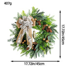 Couronne de Noël en pommes de pin et clochettes, décoration de porte campagne, 45 cm, style rustique élégant