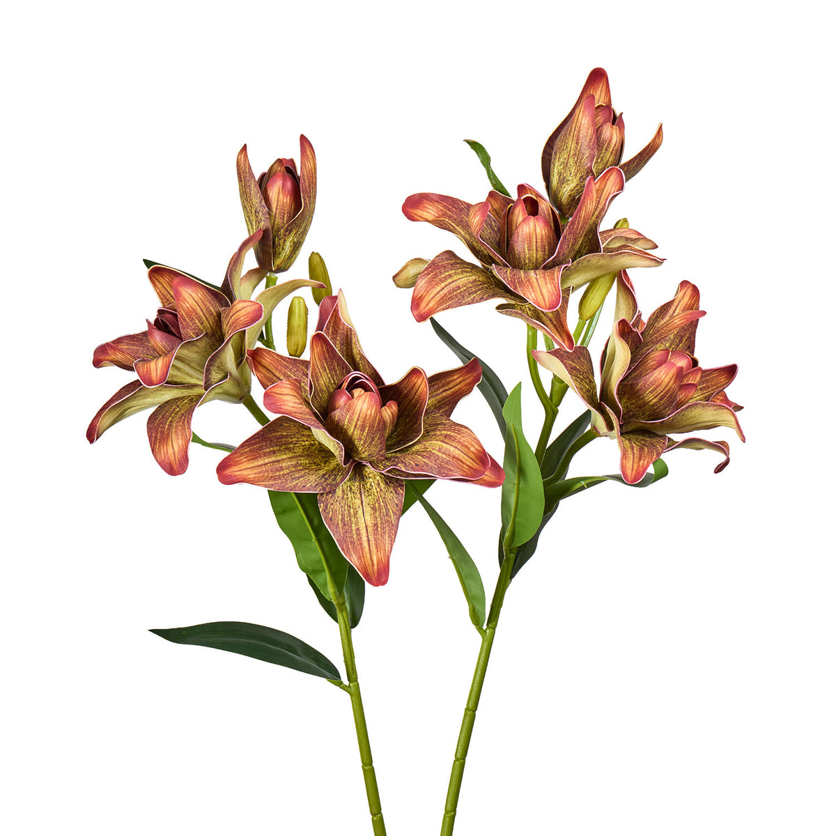 Lys double Phoenix artificiel, 80 cm avec 3 fleurs, décoration intérieure et mariage, style rétro et moderne