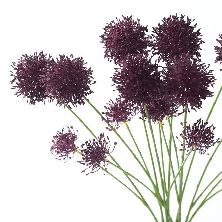 Fleurs artificielles en plastique, Bouquet de 2 têtes d'Allium, 75 cm, Décoration élégante pour mariage, maison et commerce