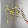 Fleur artificielle de Delphinium et Spirée de perles, 132 cm, tige unique, soie, jaune/bleu/blanc, décoration intérieure/extérieure, mariage, événements