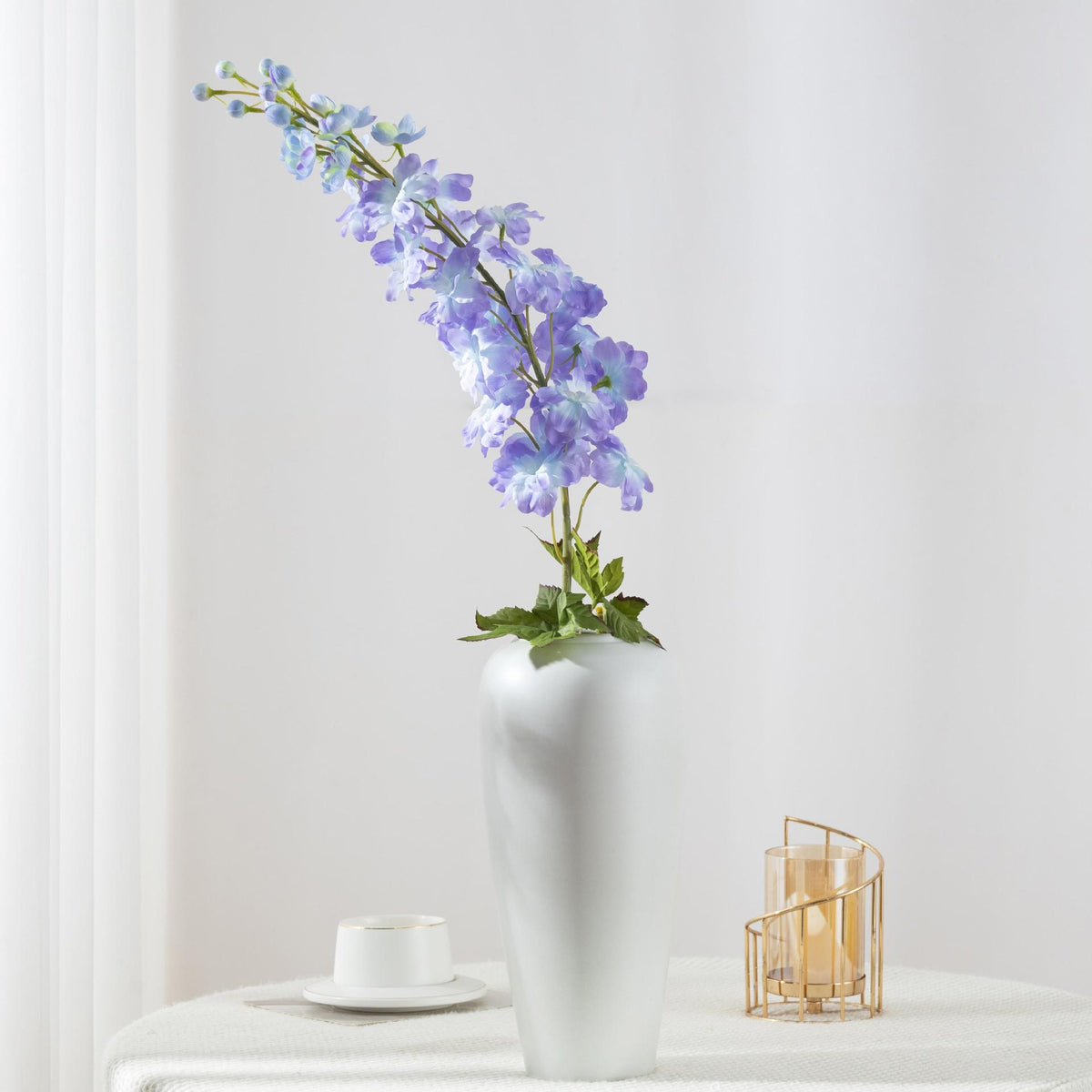 Fleur artificielle Delphinium, 115 cm, style moderne, tissu en polyester, idéal pour mariages et décoration intérieure