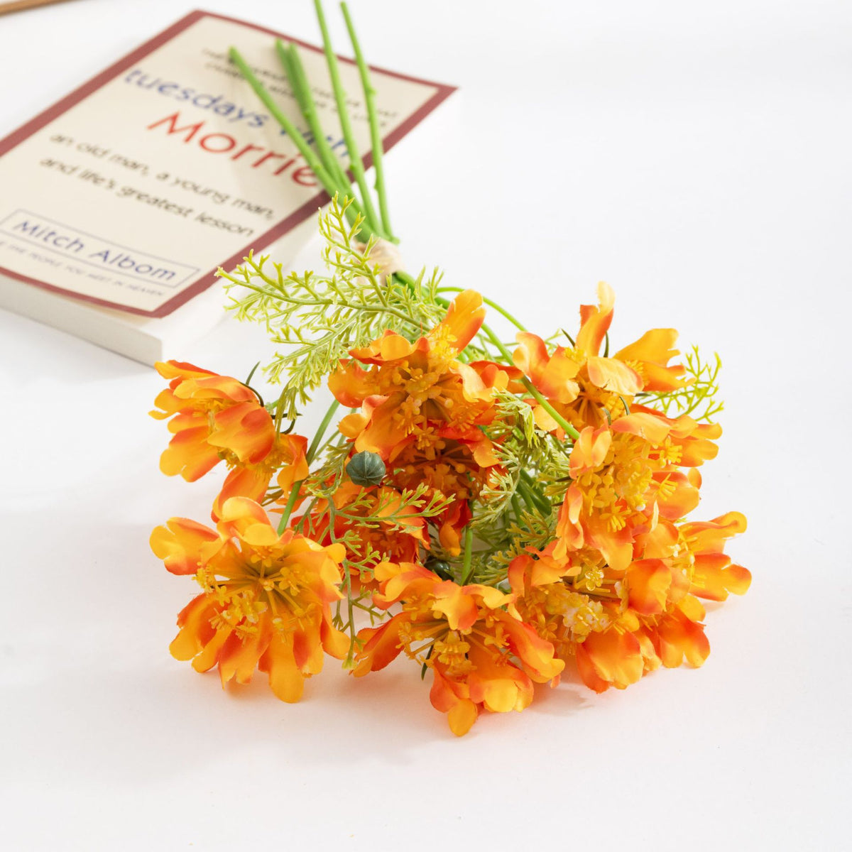 Bouquet de 10 fleurs artificielles cosmos et marguerites, 37 cm, décoration élégante pour mariage et intérieur
