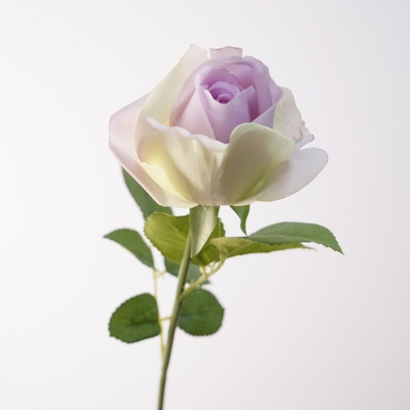 Rose artificielle en tissu soyeux 47 cm, tige unique avec 1 fleur de 8,5 cm, décoration élégante pour mariage, intérieur, vitrine