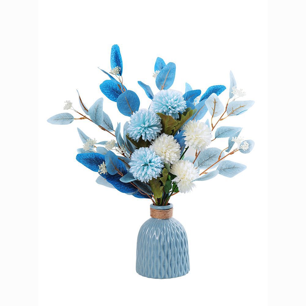 Bouquet de chrysanthèmes et d'eucalyptus artificiels, 46 cm, décoration intérieure, mariage, cadeau