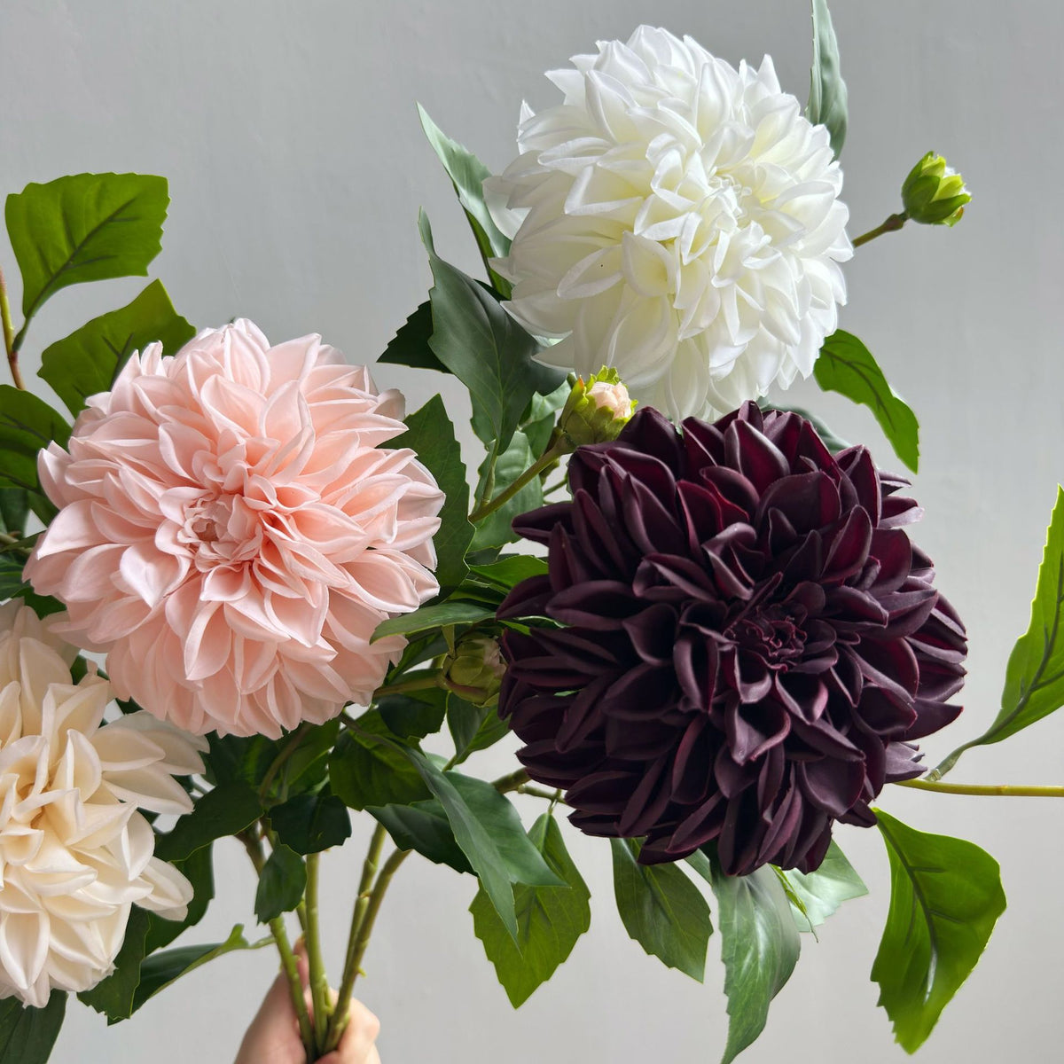 Fleurs artificielles Dahlias et Marguerites, 66 cm, tissu soyeux, décoration intérieure, chic et élégant