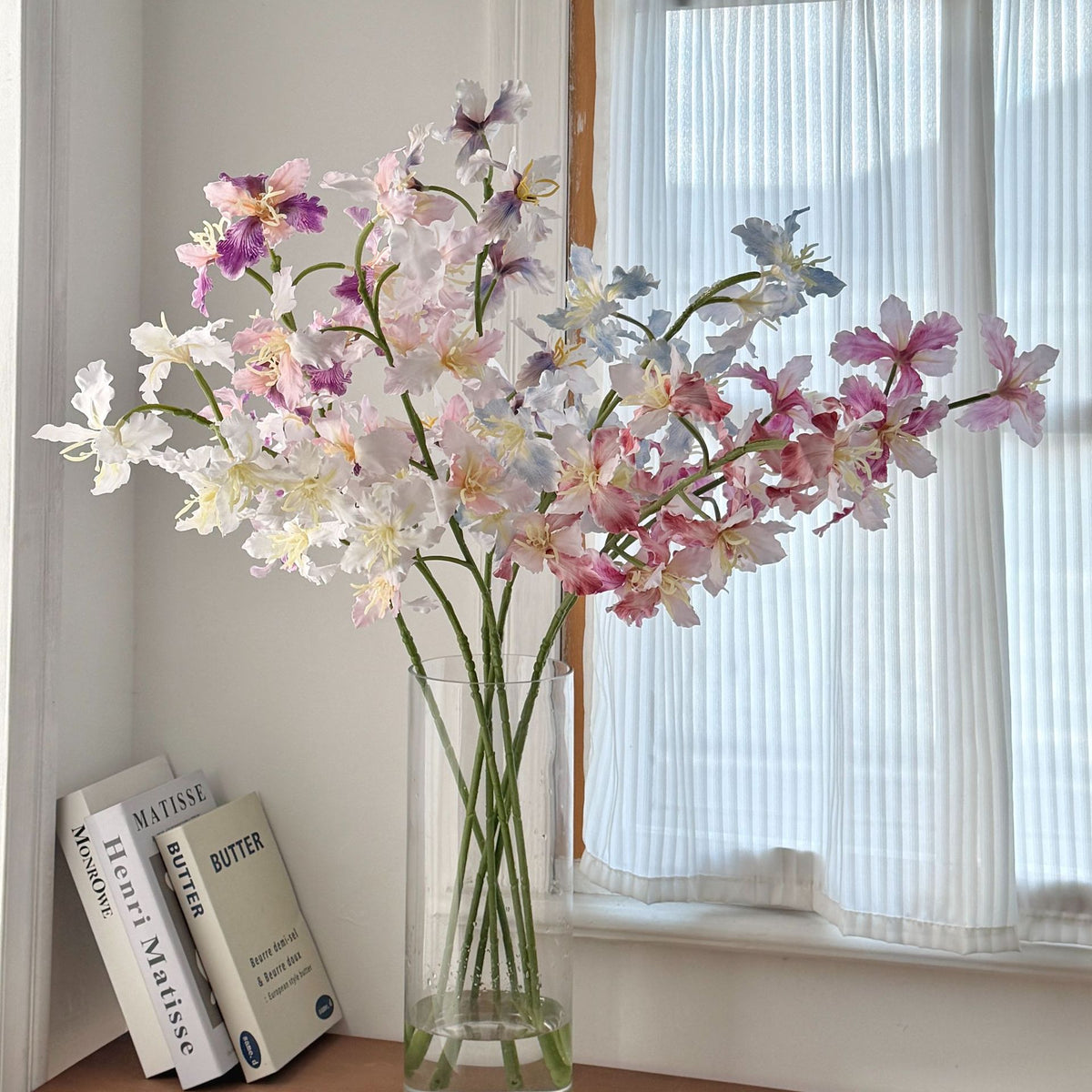 Bouquet d'iris artificiels en tissu soyeux, 94 cm, 9 têtes, idéal pour mariages et décoration