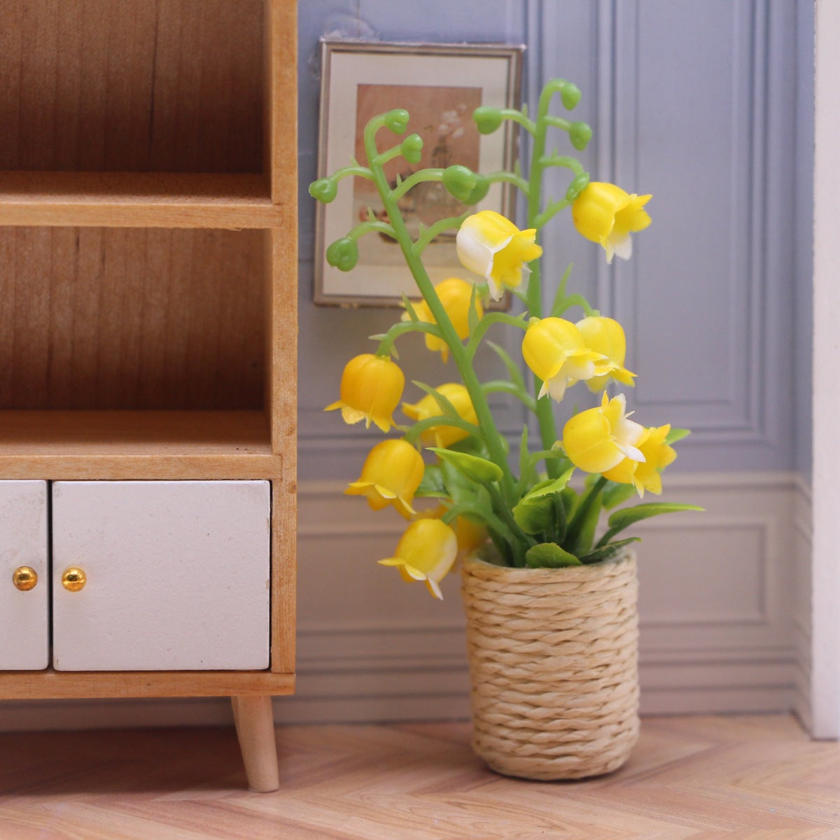 Mini Muguet en Pot, Plante Artificielle pour Décor d'Intérieur, 10 cm, Style Champêtre