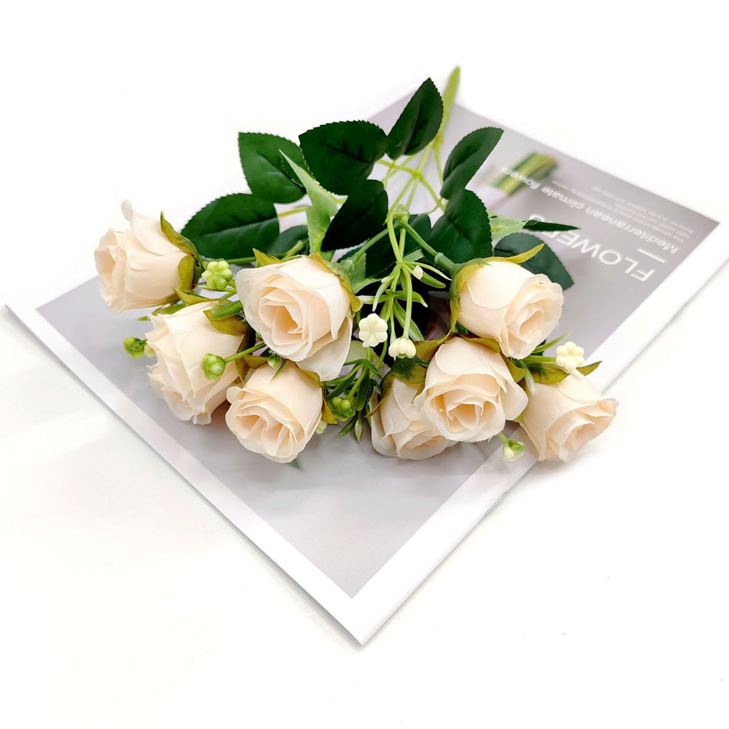 Bouquet de 10 Roses Artificielles en Plastique, 30 cm, Décoration Intérieure Moderne