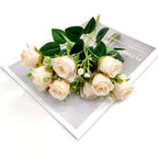 Bouquet de 10 Roses Artificielles en Plastique, 30 cm, Décoration Intérieure Moderne