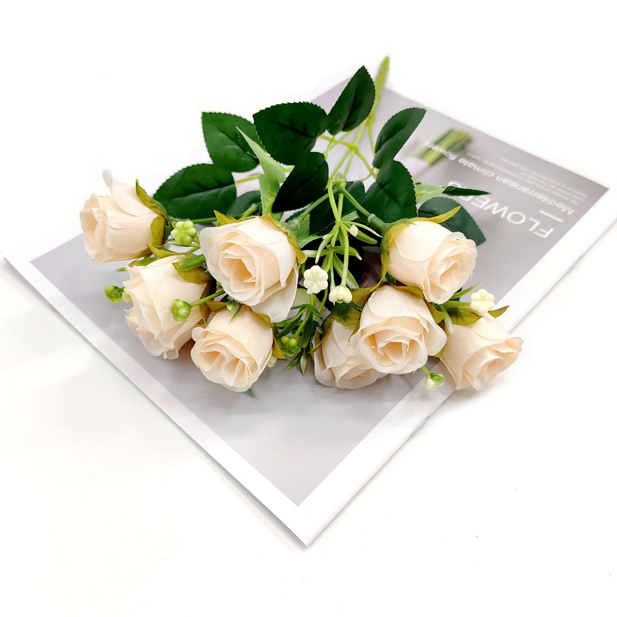 Bouquet de 10 Roses Artificielles en Plastique, 30 cm, Décoration Intérieure Moderne