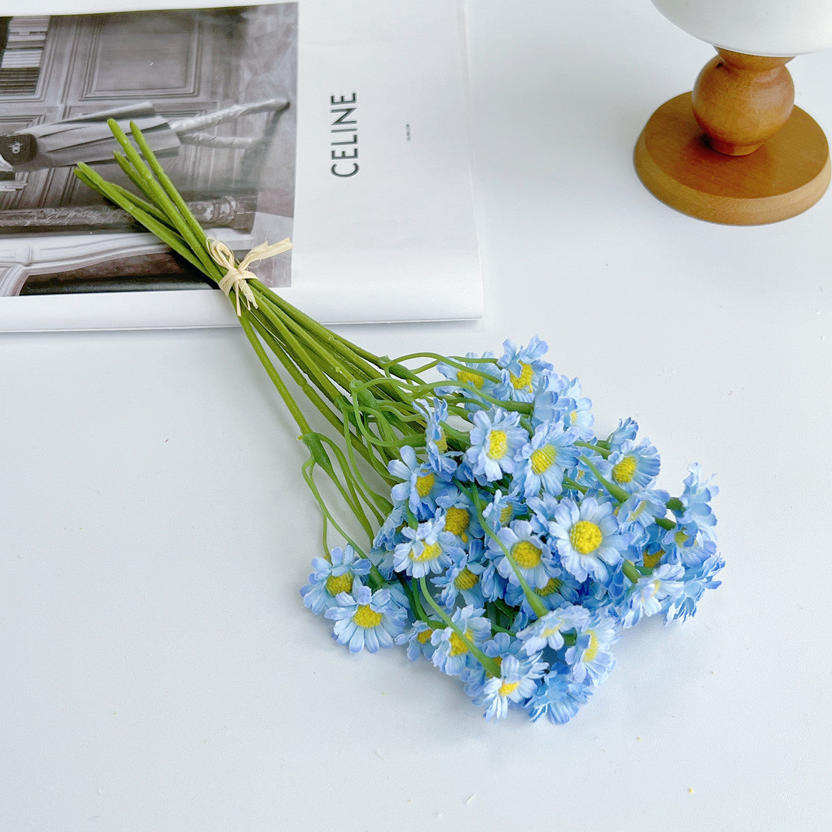 Fleurs Artificielles Marguerites en Soie, Bouquet de 6, 26 cm, Décoration Intérieure, Style Champêtre Provençal
