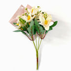 Bouquet de 10 fleurs artificielles de Cattleya, style champêtre, 30 cm, tissu soyeux, décoration intérieure