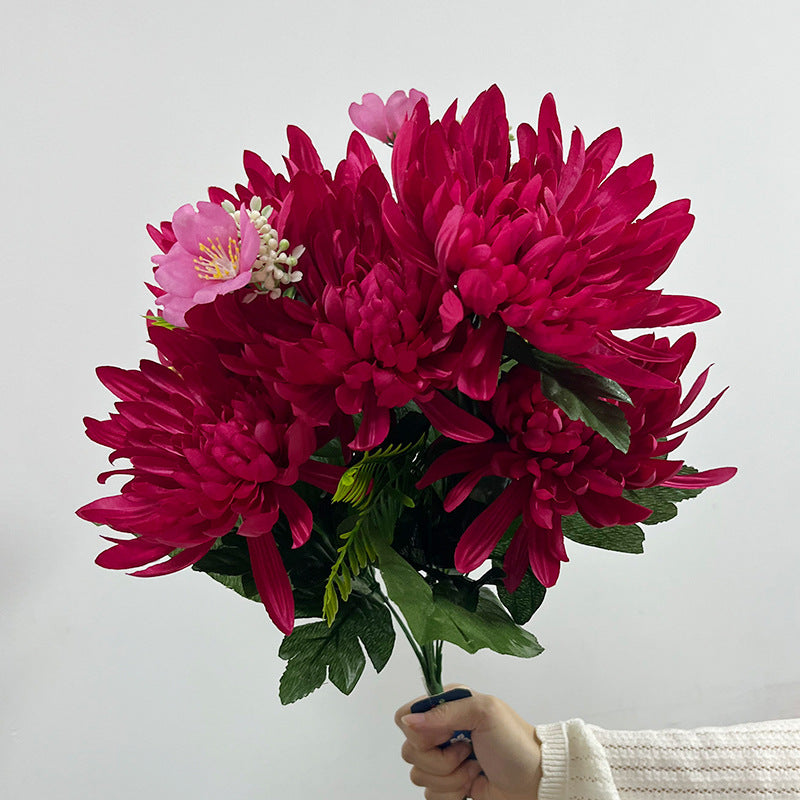 Bouquet de Chrysanthèmes Artificiels, 52 cm, Décoration Élégante pour Mariage et Fêtes
