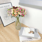 Bouquet de 15 roses artificielles en polyester, 30 cm, décoration intérieure et mariage