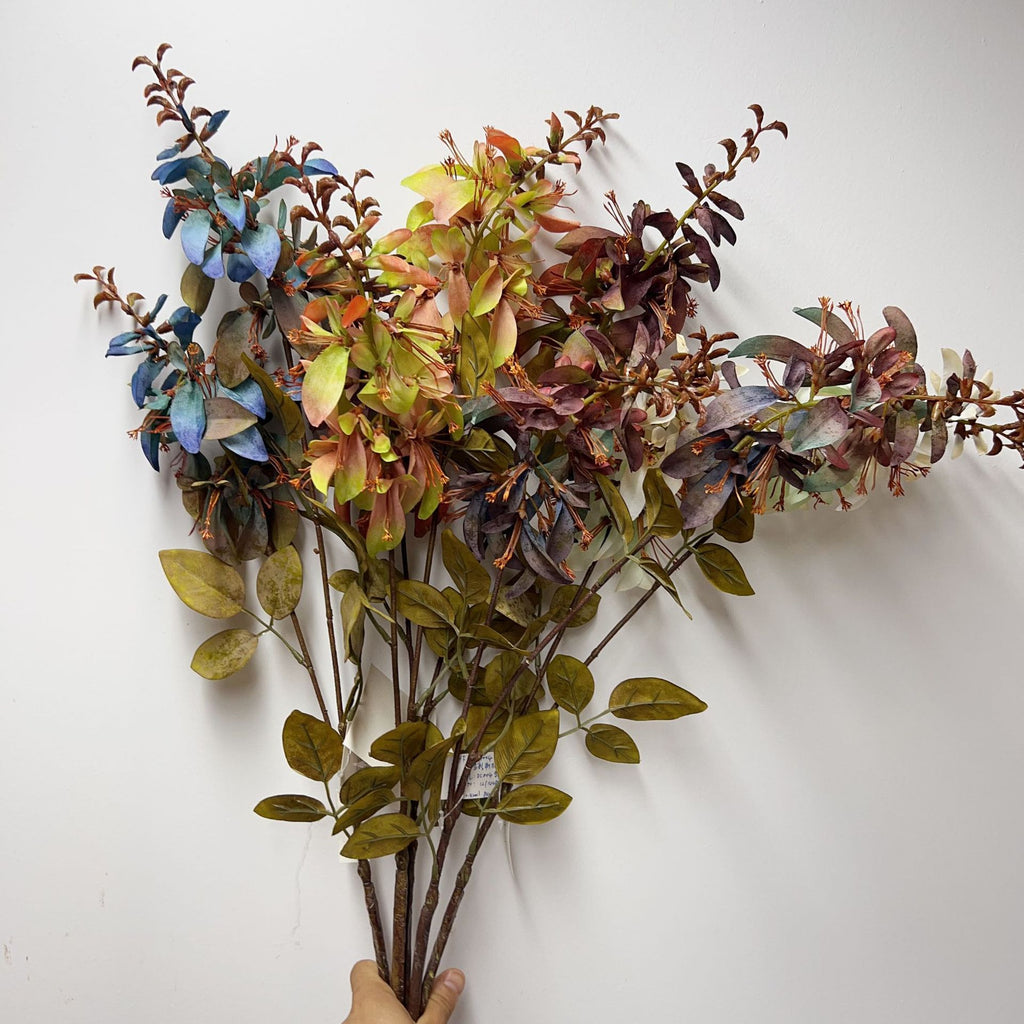 Fleur artificielle en tige unique, corail vert, feuilles d'eucalyptus, 83 cm, décoration intérieure et extérieure