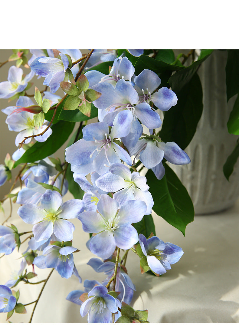 Fleur artificielle Jasmin de Madagascar, tige unique avec 9 fleurs, 80 cm, tissu soyeux, décoration intérieure