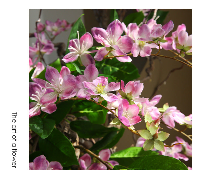 Fleur artificielle Jasmin de Madagascar, tige unique avec 9 fleurs, 80 cm, tissu soyeux, décoration intérieure