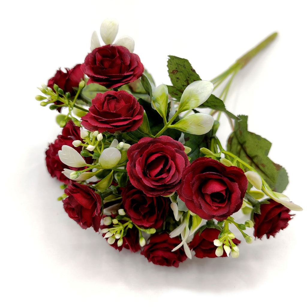 Bouquet de 15 roses artificielles en polyester, 30 cm, décoration intérieure et mariage