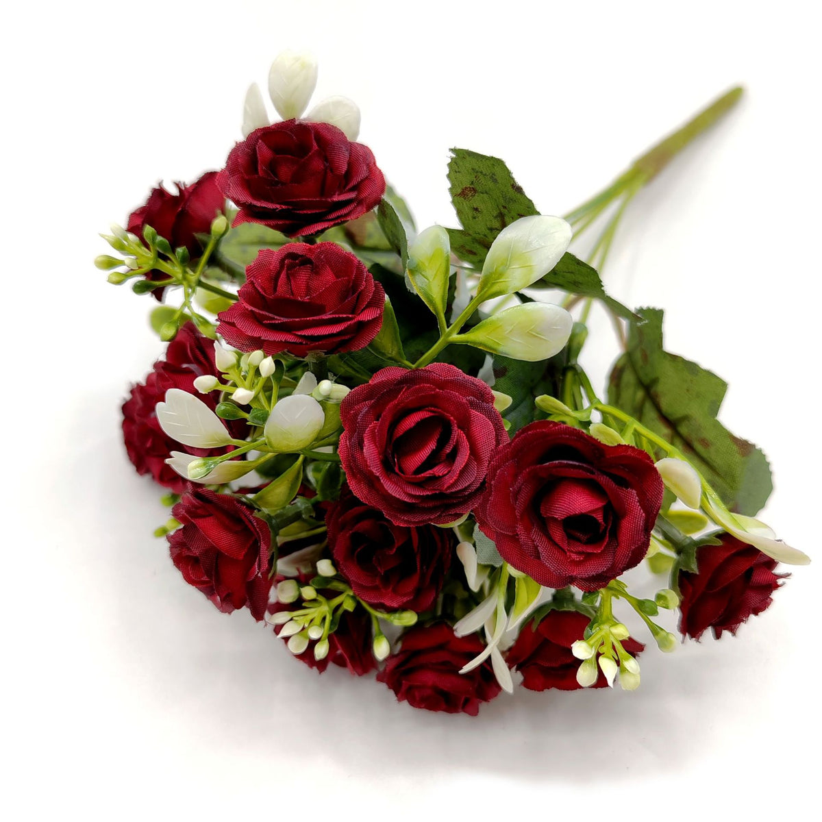 Bouquet de 15 roses artificielles en polyester, 30 cm, décoration intérieure et mariage