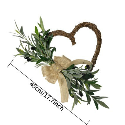 Couronne de feuilles d'olivier artificielle, 45 cm, décoration intérieure élégante