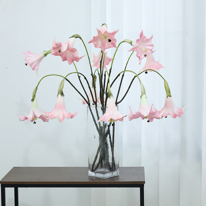 Fleur artificielle Datura, tige simple avec 2 fleurs en PU, 78 cm, décoration intérieure et extérieure, mariage, terrasse